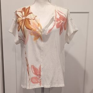 Tribal Jeans Short Sleeve Floral Top M
